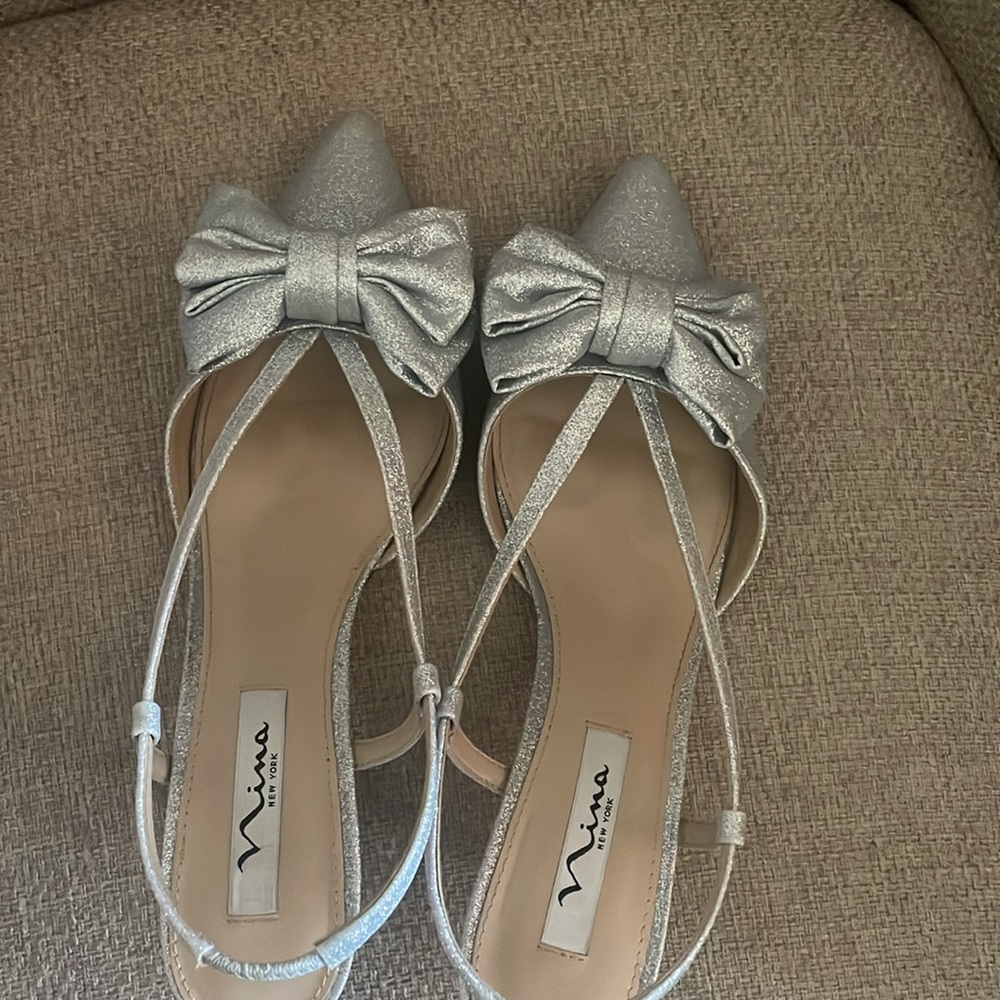 Silver Glitter Slingbacks by Nina